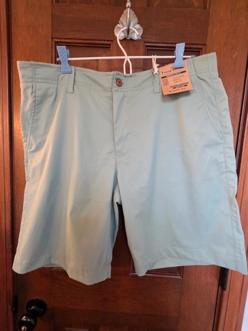 🎄Tailor Vintage Men's Seafoam Green Flat Front Shorts Size 34